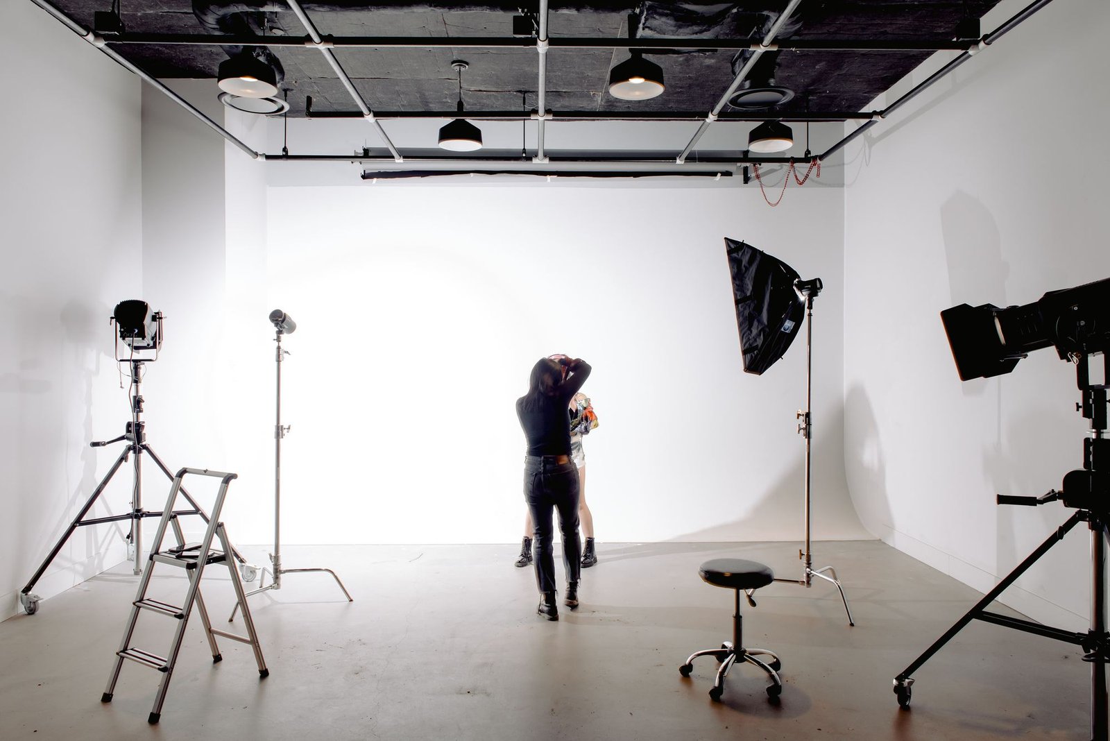 Studio set with lights