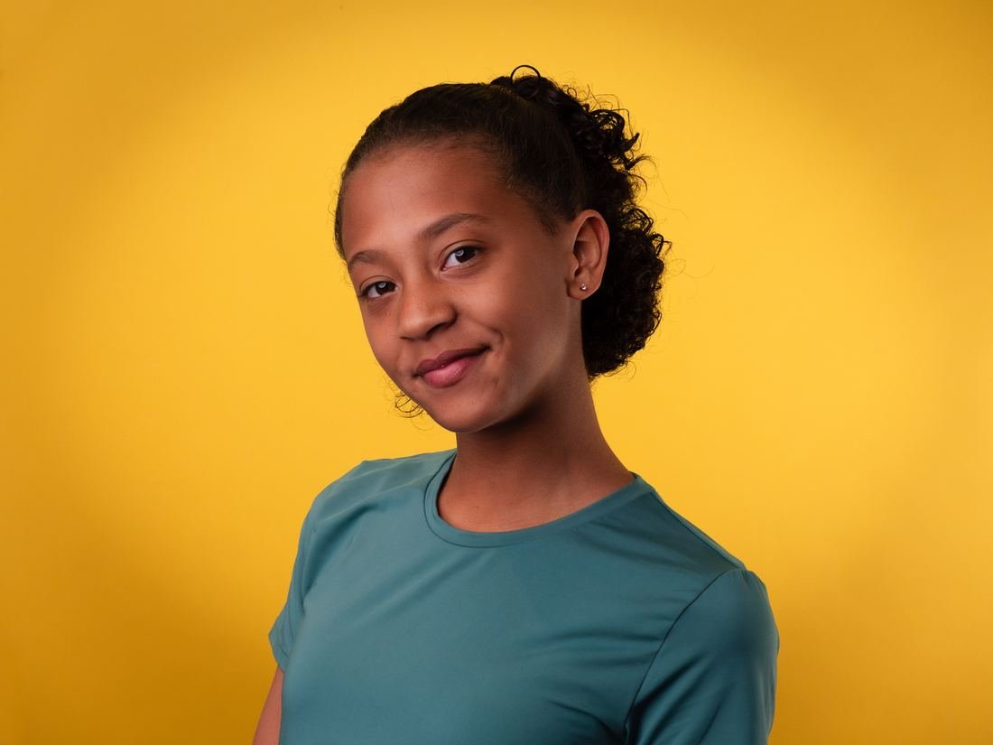 Bold portrait on yellow